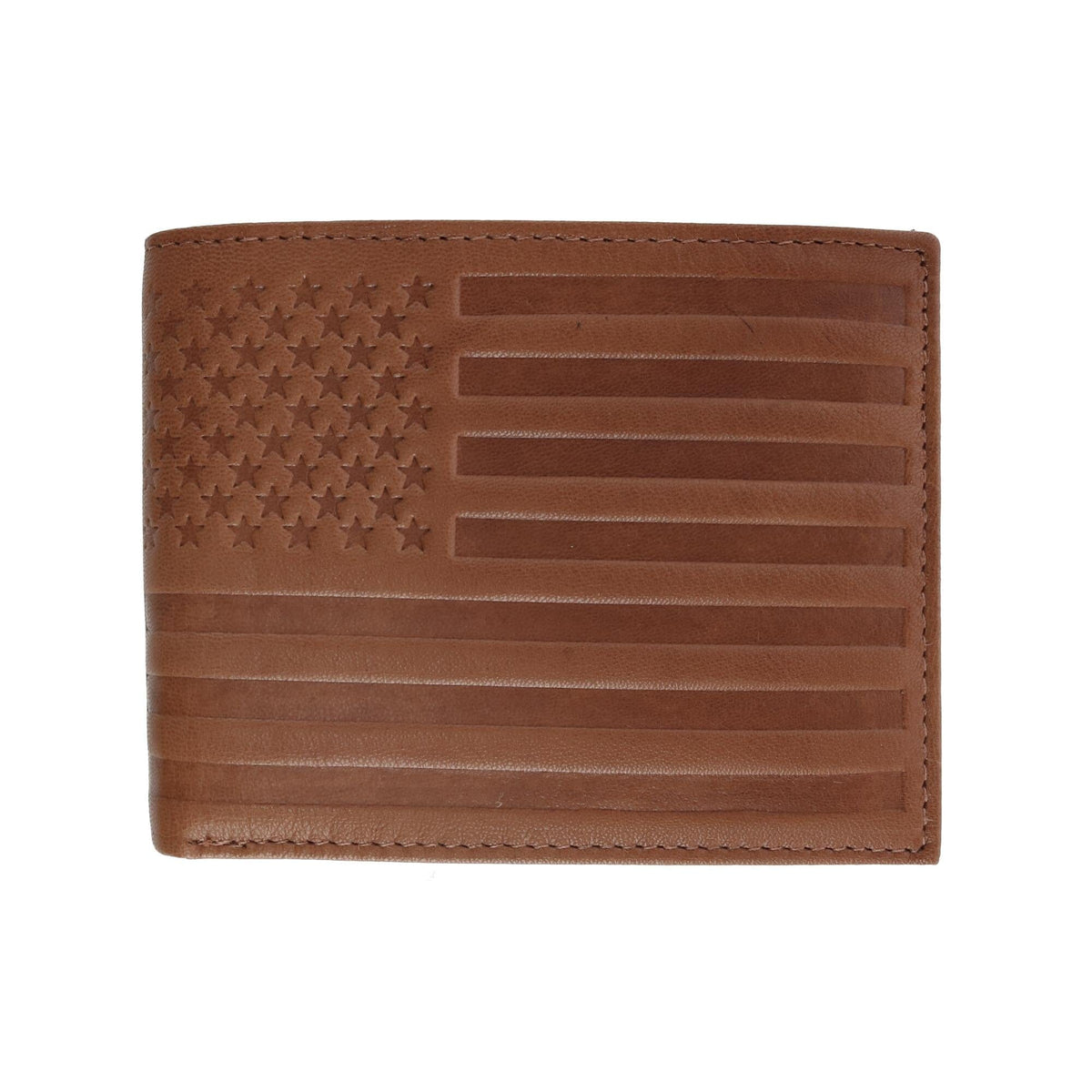 CTM Leather American Flag Trifold Wallet (Men) 