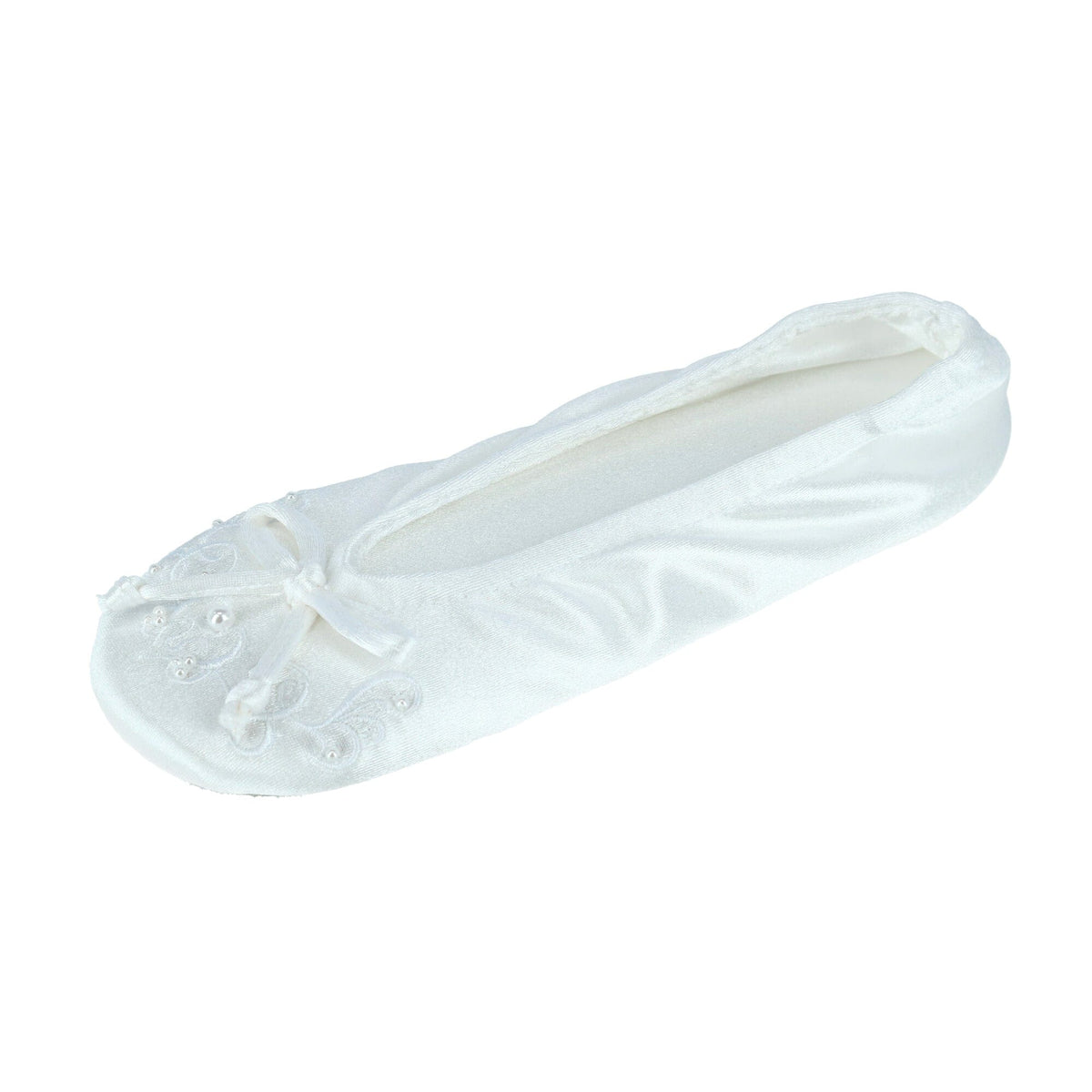 Women s Embroidered Pearl Satin Ballerina Slippers by Isotoner