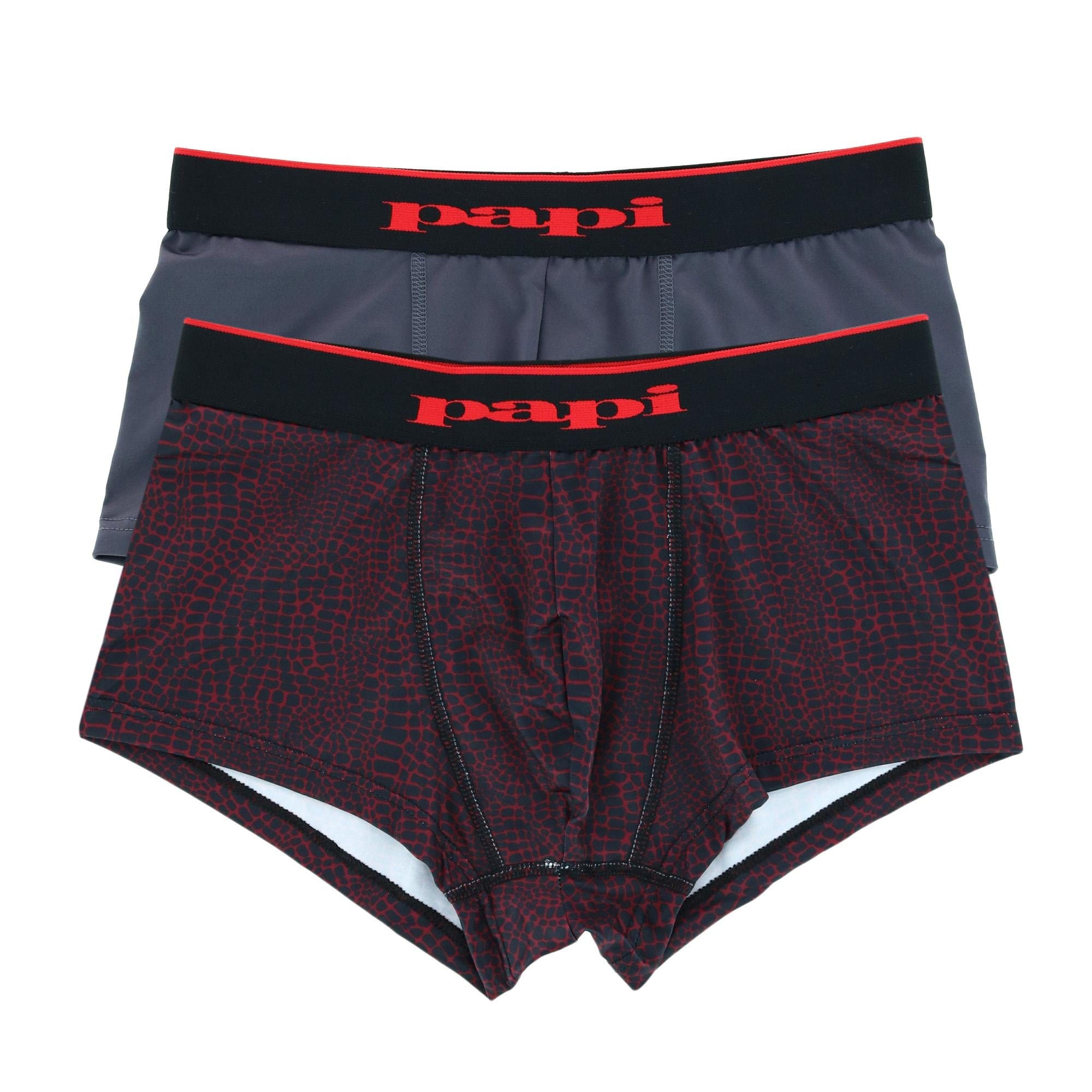 Papi Men's Brazilian Cut Stripe and Solid Underwear Trunks (3 Pack)