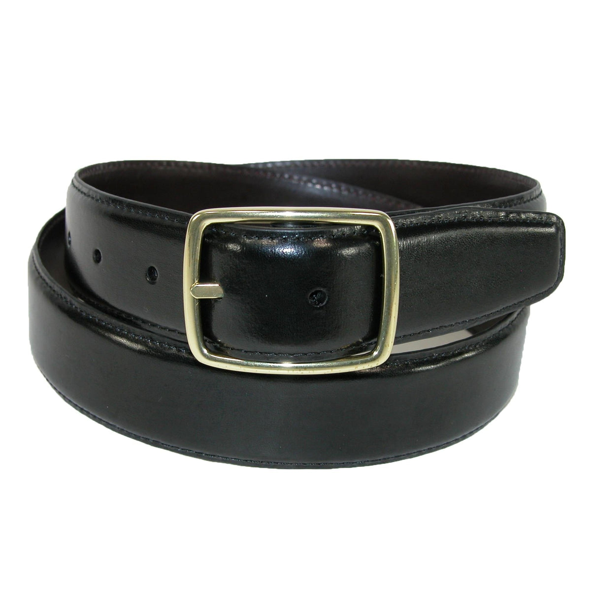 Men's Reversible Leather Belt with Gold Center Bar Buckle by Aquarius ...