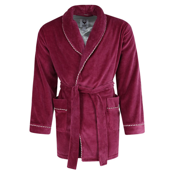 Men's Velour Smoking Jacket with Satin Lining