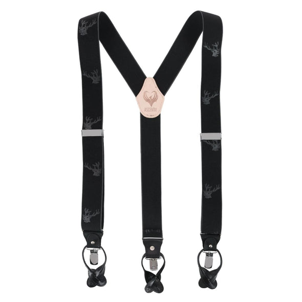 Men's Stag Head Convertible Clip End Suspenders