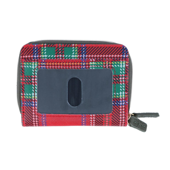 Women's Tartan Plaid Printed Vegan Leather Wizard Wallet