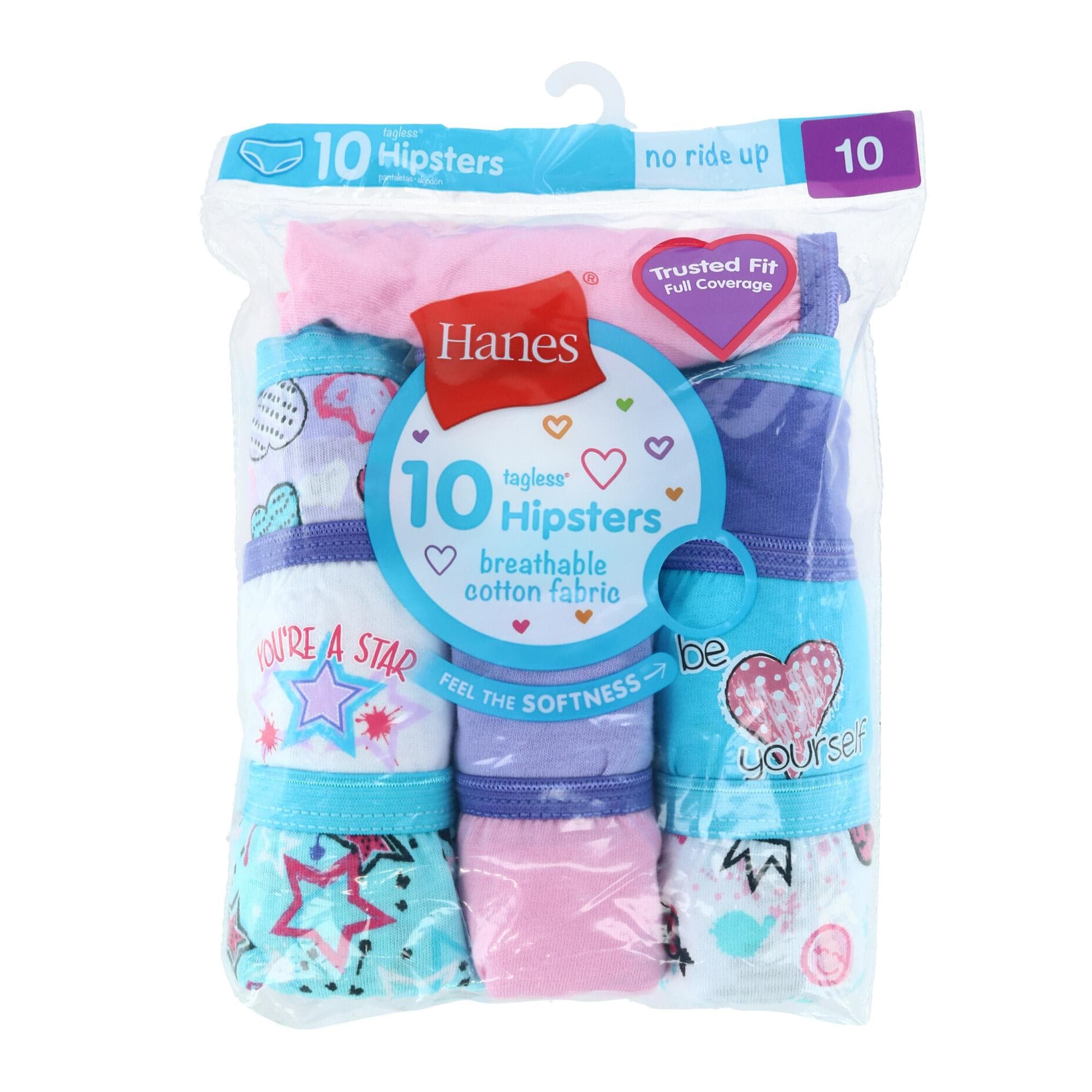 10 Pack Hanes Pure Comfort Hipsters Girl's Toddler Size 2T-3T Soft 100%  Cotton