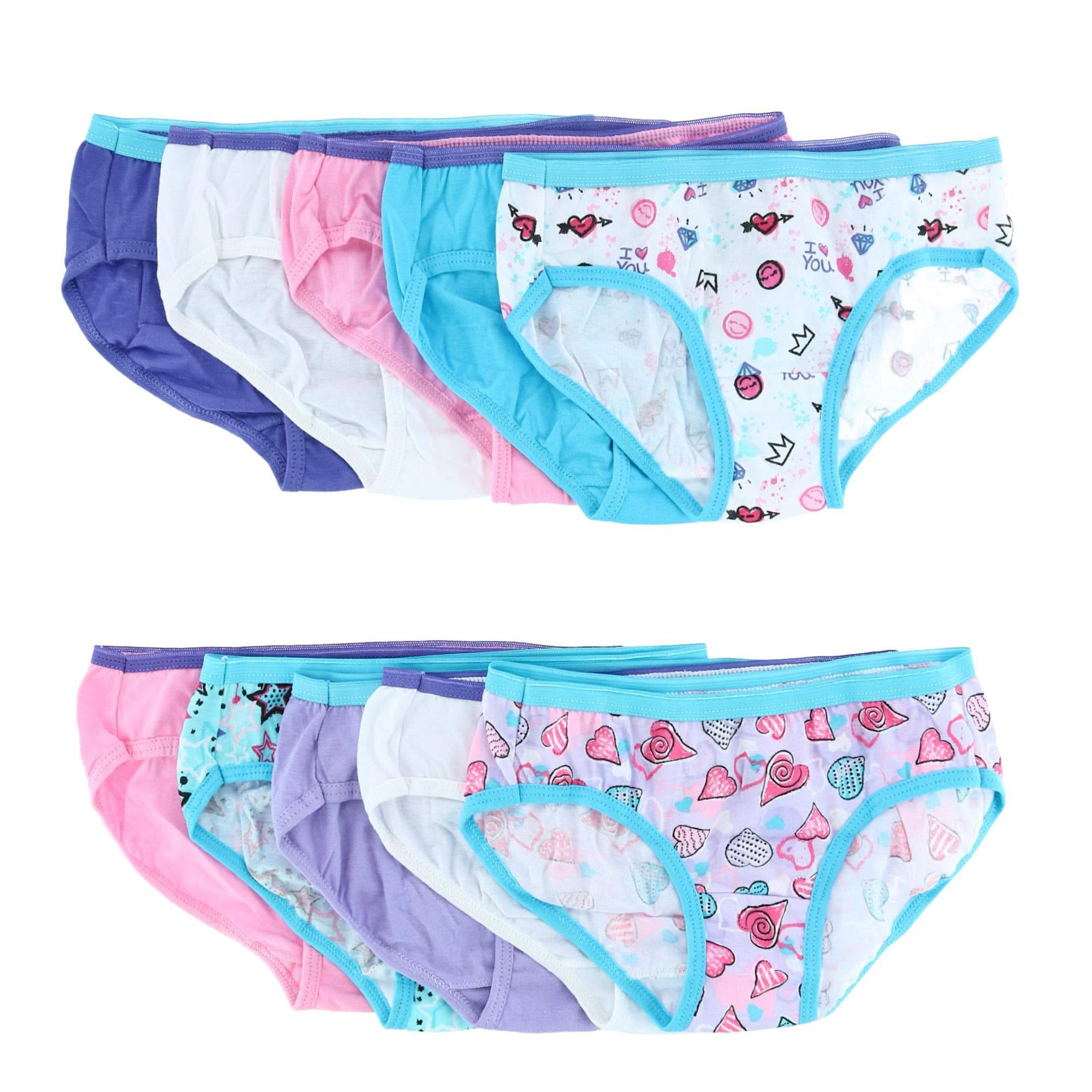 Hanes Girls Underwear, 14 Pack Hipster Tagless Super Soft Cotton Panties,  Sizes 4-16 
