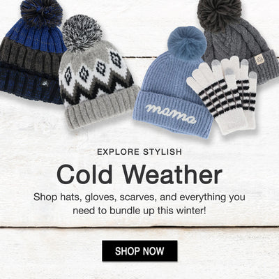 Explore stylish cold weather: shop hats, gloves, scarves and everything you need to bundle up this winter!