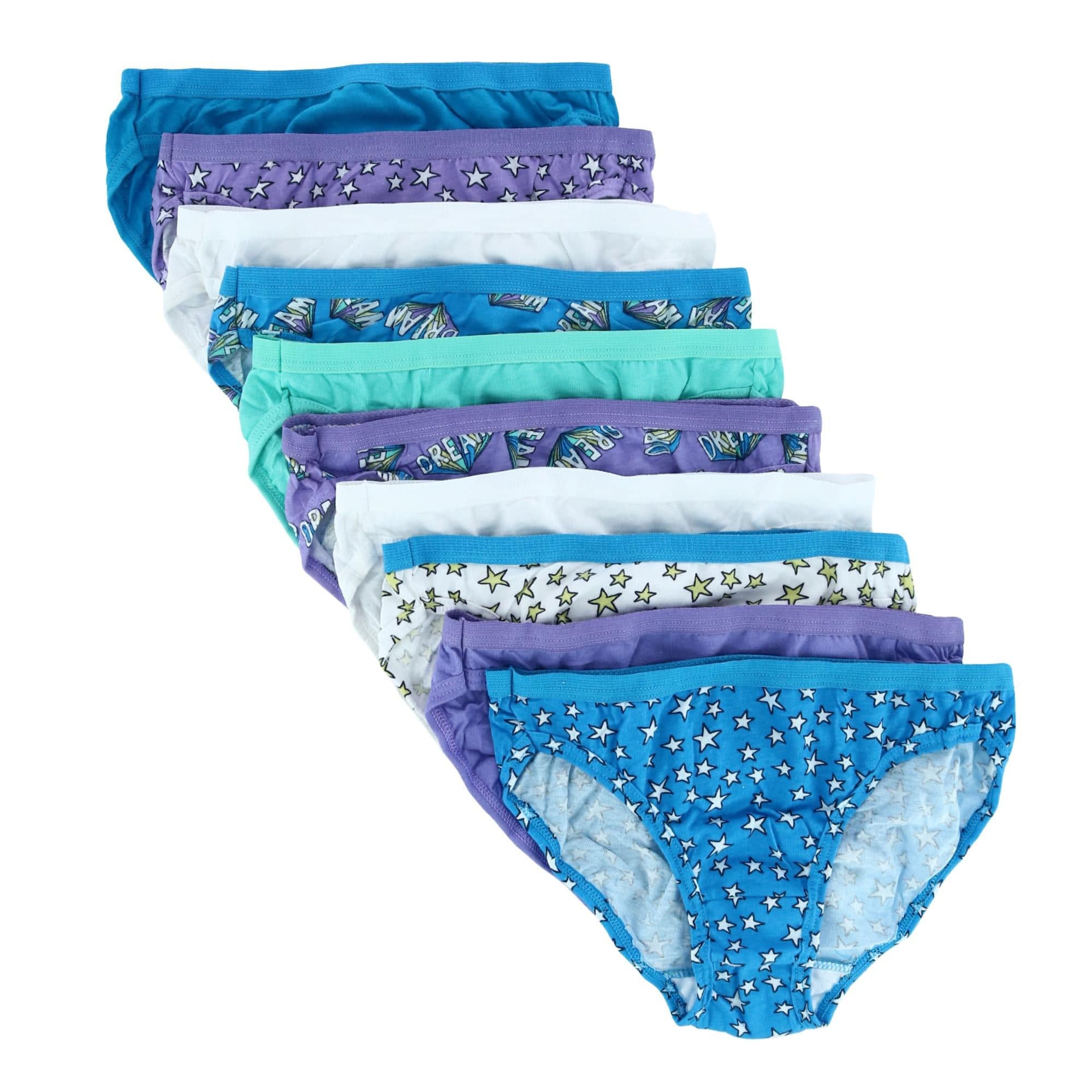 Fruit of the Loom Girls' Assorted Cotton Hipster Underwear, 12 Pack Panties  Sizes 4 - 14 