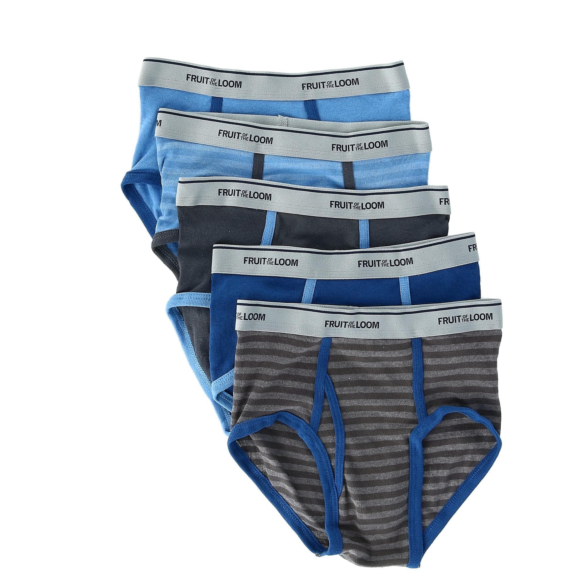 Fruit of the Loom Boys Underwear, 10 Pack Striped Boxer Brief Underwear,  Size M (10-12) 