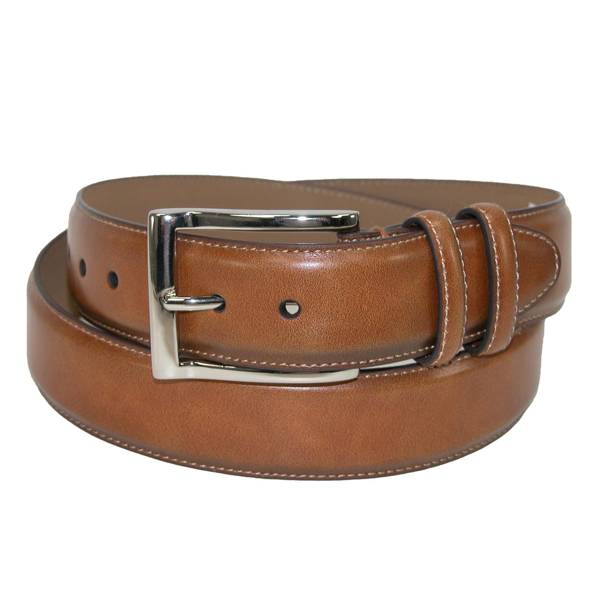 Men's Leather Cognac Double Loop Belt by Danbury | Dress Belts at ...