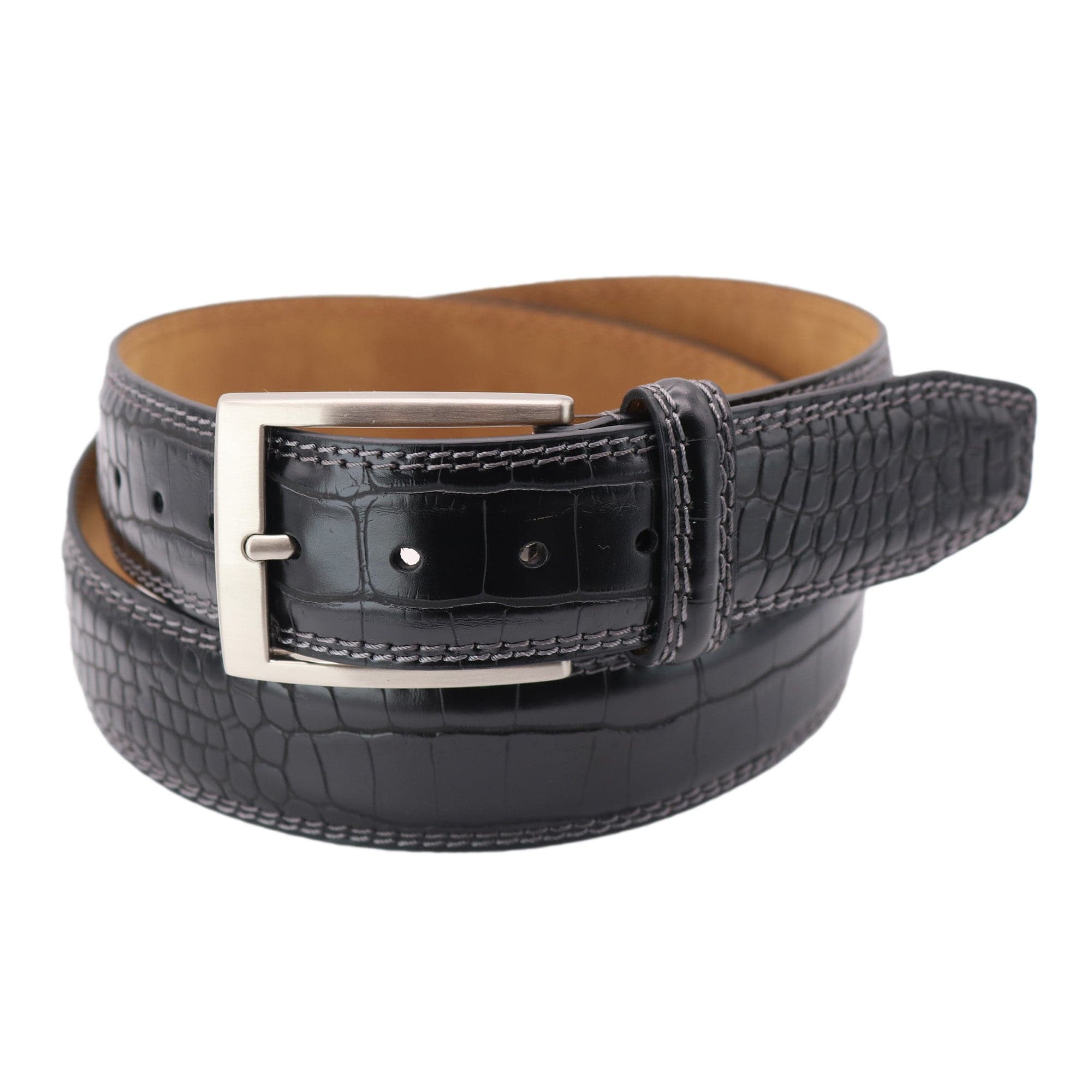 Greg Norman Men's Croco Print Golf Belt - 32 / Black