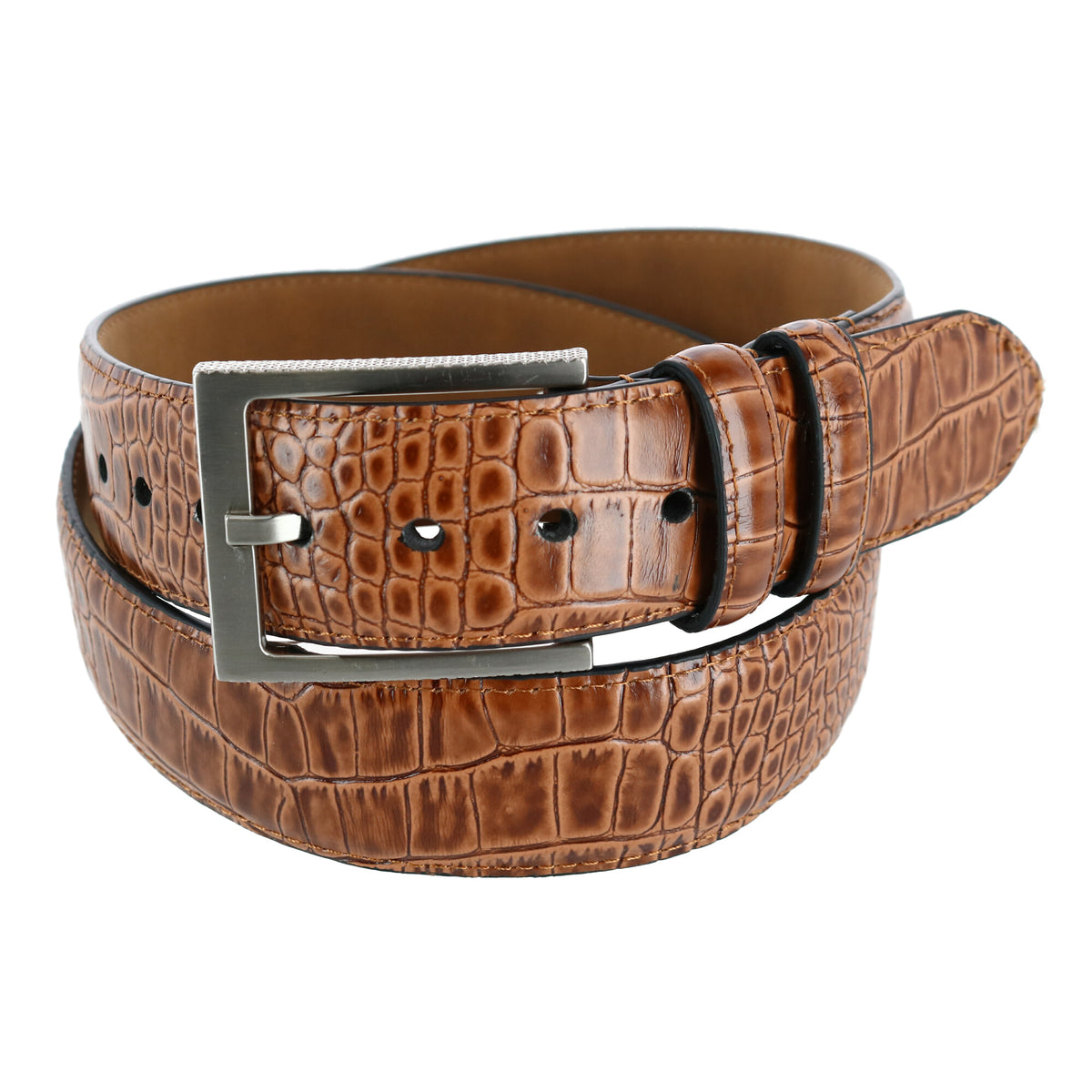 Men's Croco Print Leather Belt by Greg Norman | Dress Belts at ...