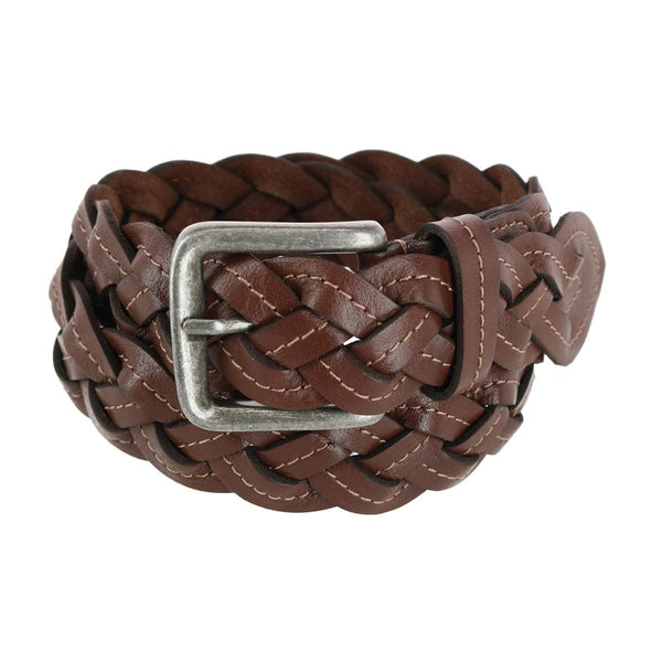 Women's Braided Leather Belt with Contrast Stitching