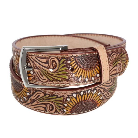 Women's Sunflower Embossed Western Belt