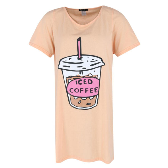 Women's Plus Size Iced Coffee Short Sleeve Night Shirt