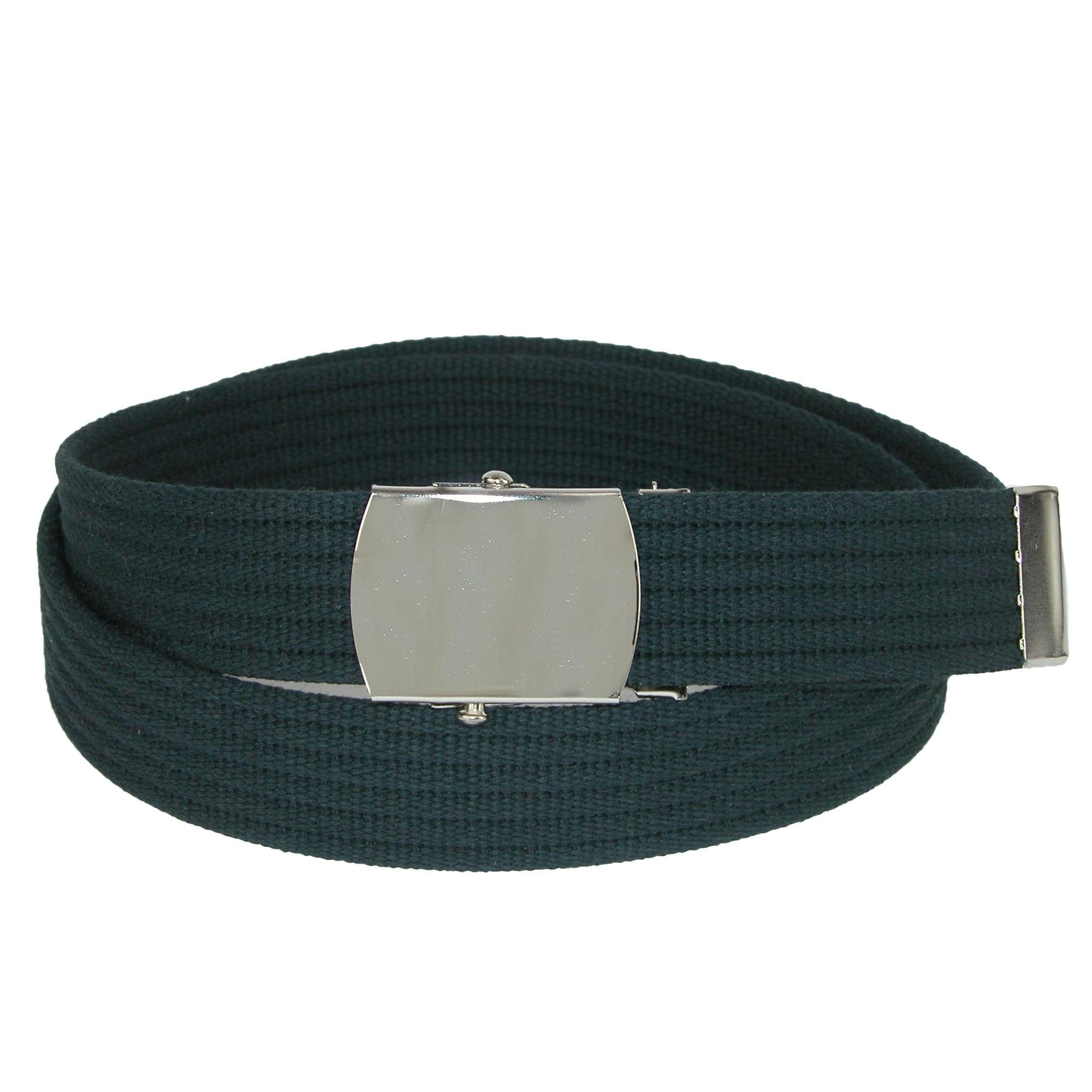 CTM Cotton Adjustable Belt with Nickel Buckle, Black