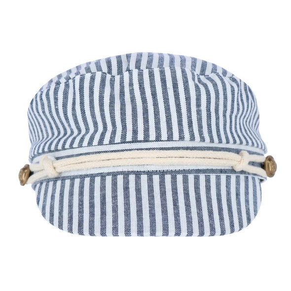 Women's Navy Pinstripe Greek Sailor Fisherman Hat