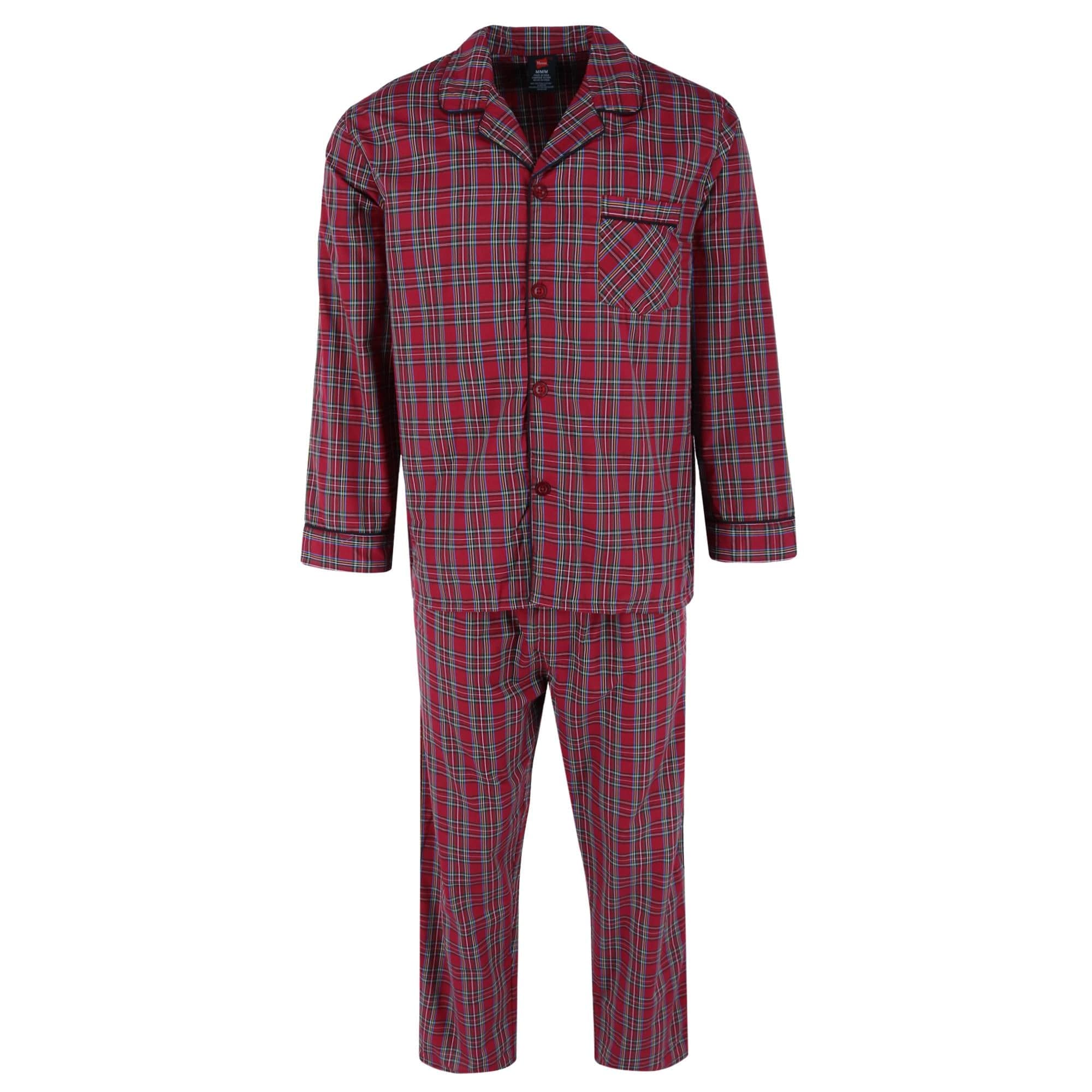 Men s Big Tall Broadcloth Long Sleeve Pajama Set by Hanes Long