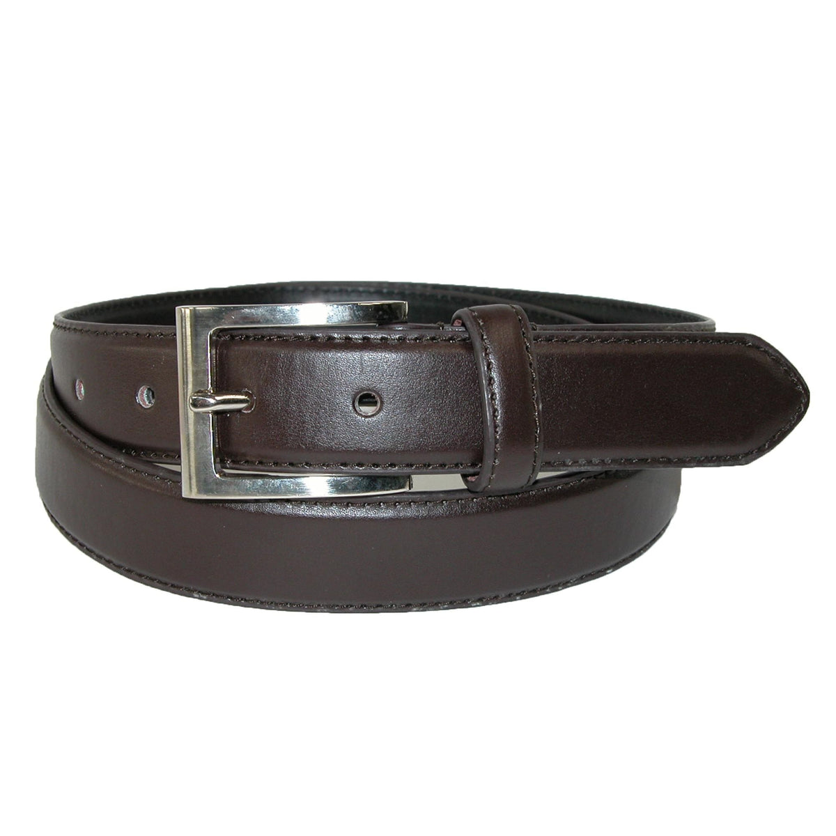 Men's Leather 1 1/8 Inch Basic Dress Belt with Silver Buckle by CTM ...