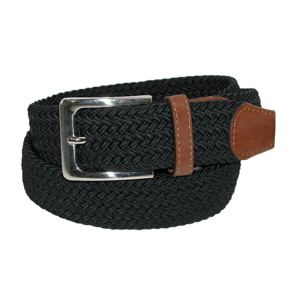 Men's Elastic Braided Stretch Belt with Silver Buckle and Tan Tabs by ...