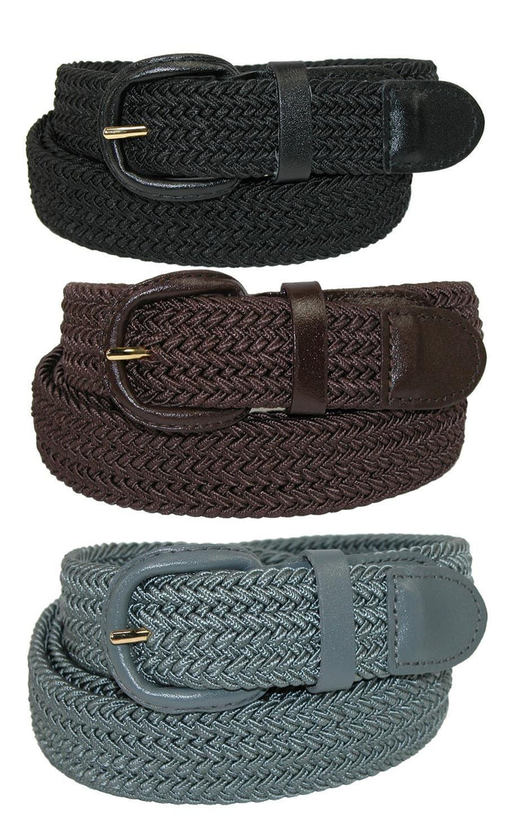 Men's Elastic Braided Stretch Belt (Pack of 3 Colors) by CTM | Stretch ...