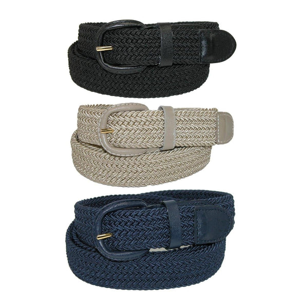 Men's Elastic Braided Stretch Belt (Pack of 3 Colors)