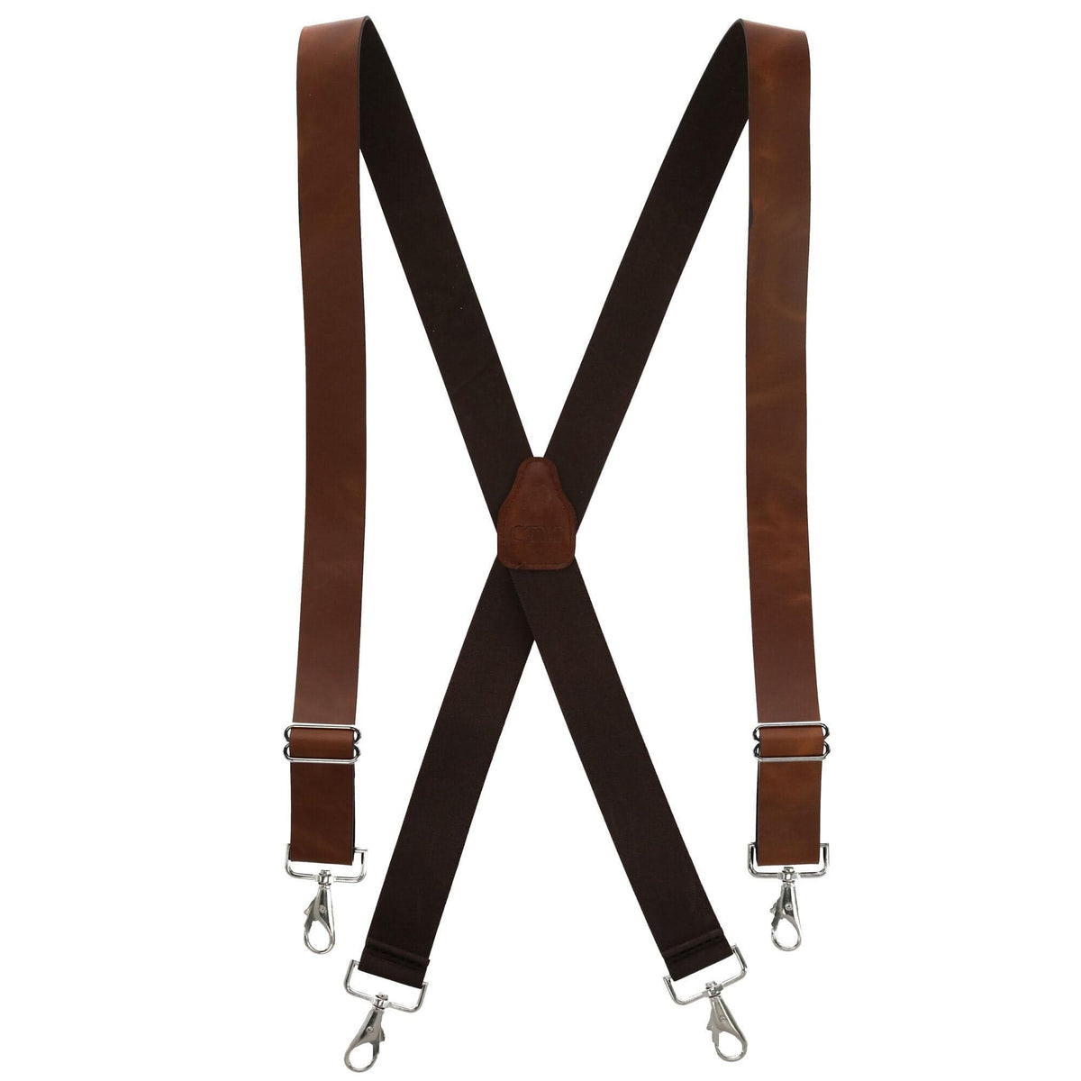 Men's Smooth Coated Leather Wide Width Suspenders with Metal Swivel ...