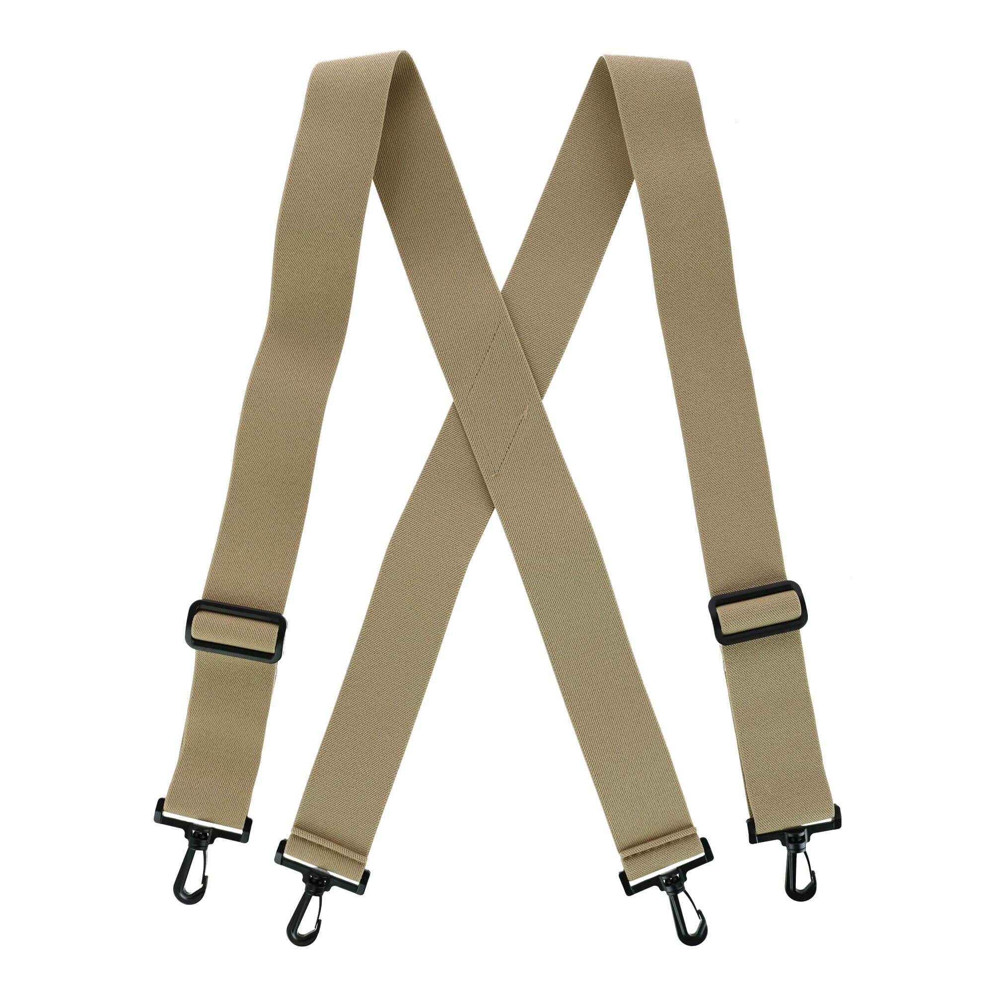 CTM® Men's Elastic X-Back Suspenders with Plastic Hook Ends - Khaki