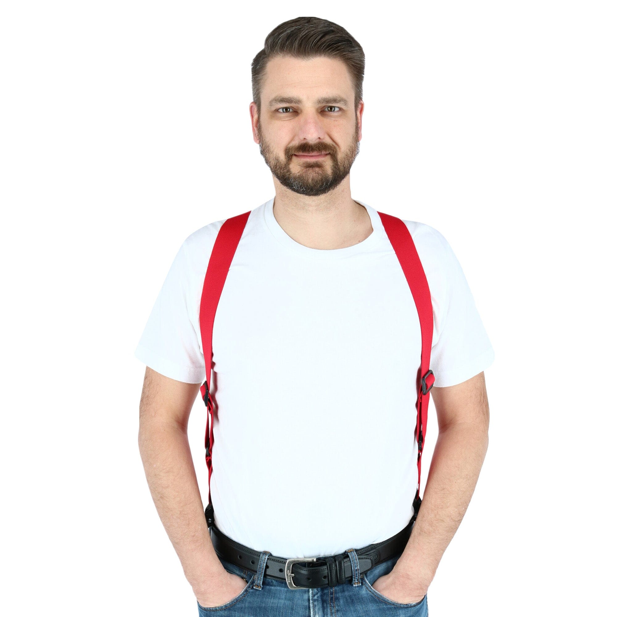 Men's Elastic Side Plastic Clip TSA Compliant Airport Suspenders