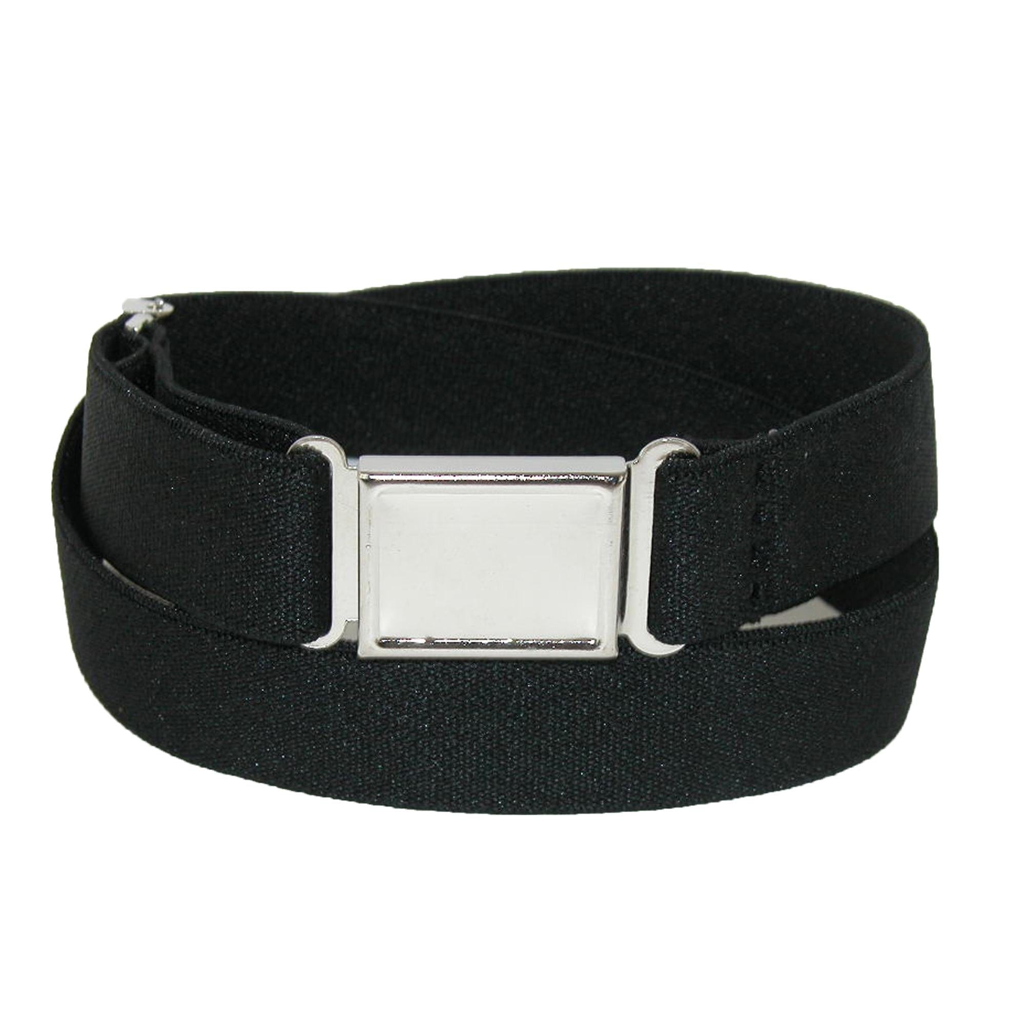 CTM Cotton Adjustable Belt with Nickel Buckle, Black