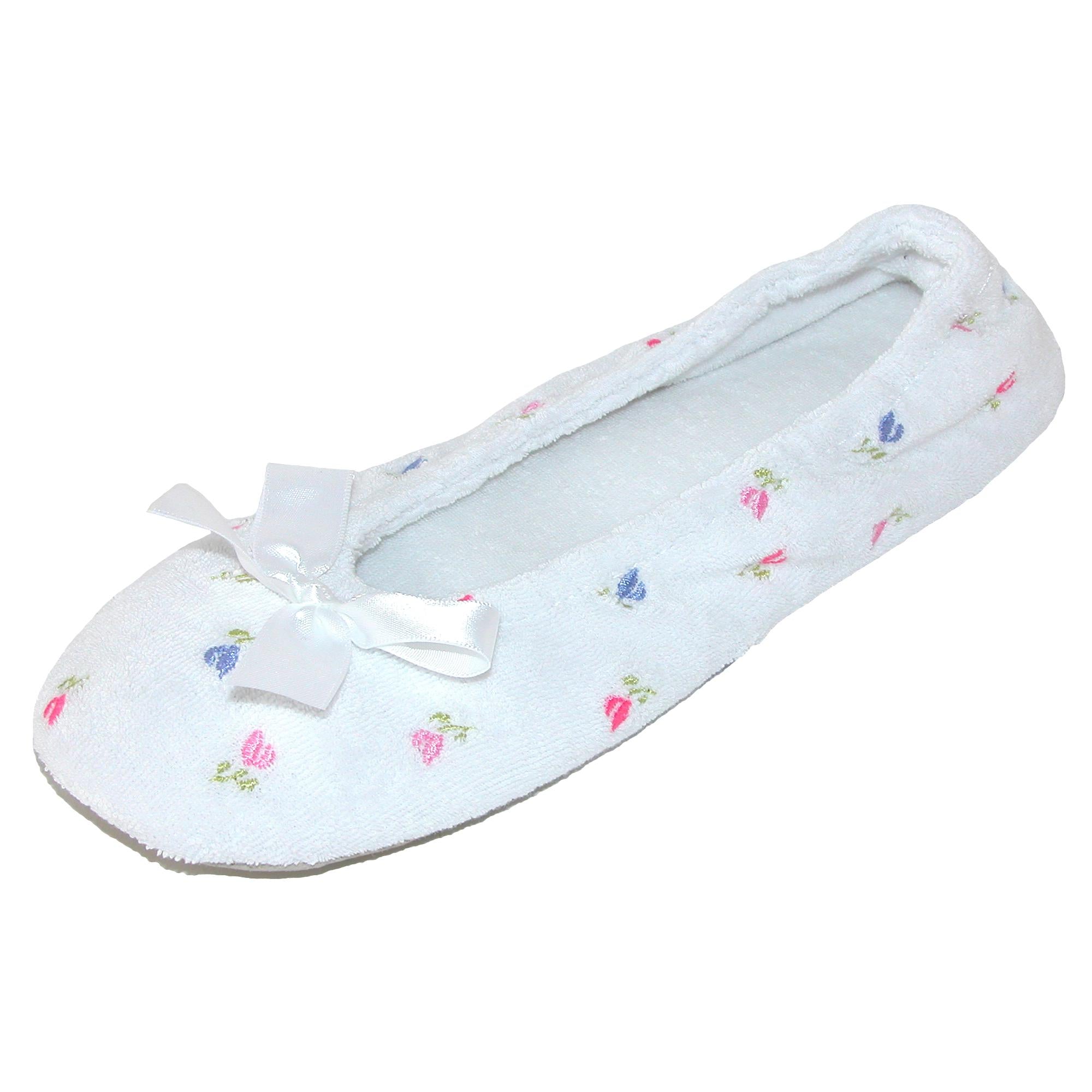 Isotoner women's embroidered terry ballerina online slippers