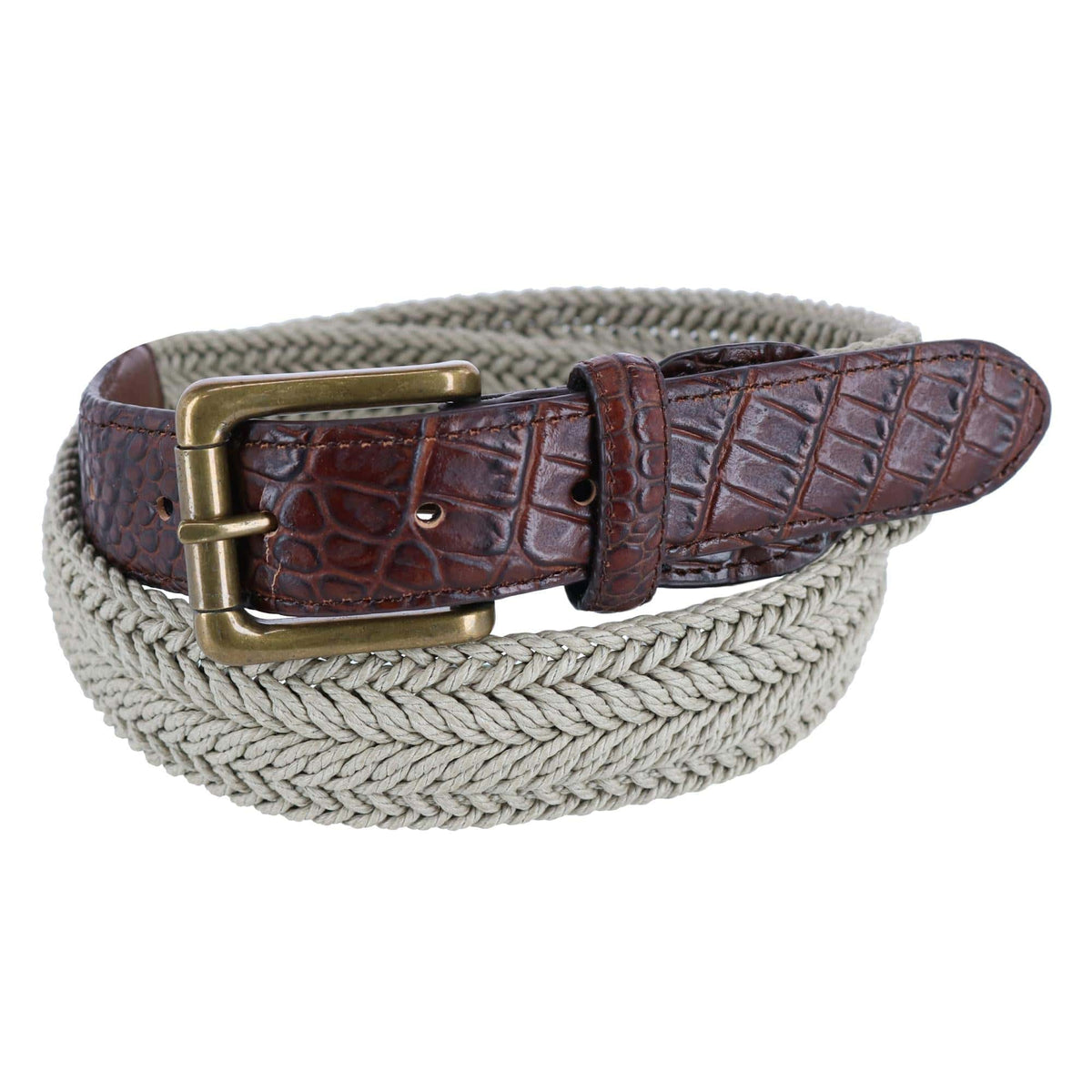 Men's Big & Tall Waxed Braided Belt with Croc Print Ends by CTM ...