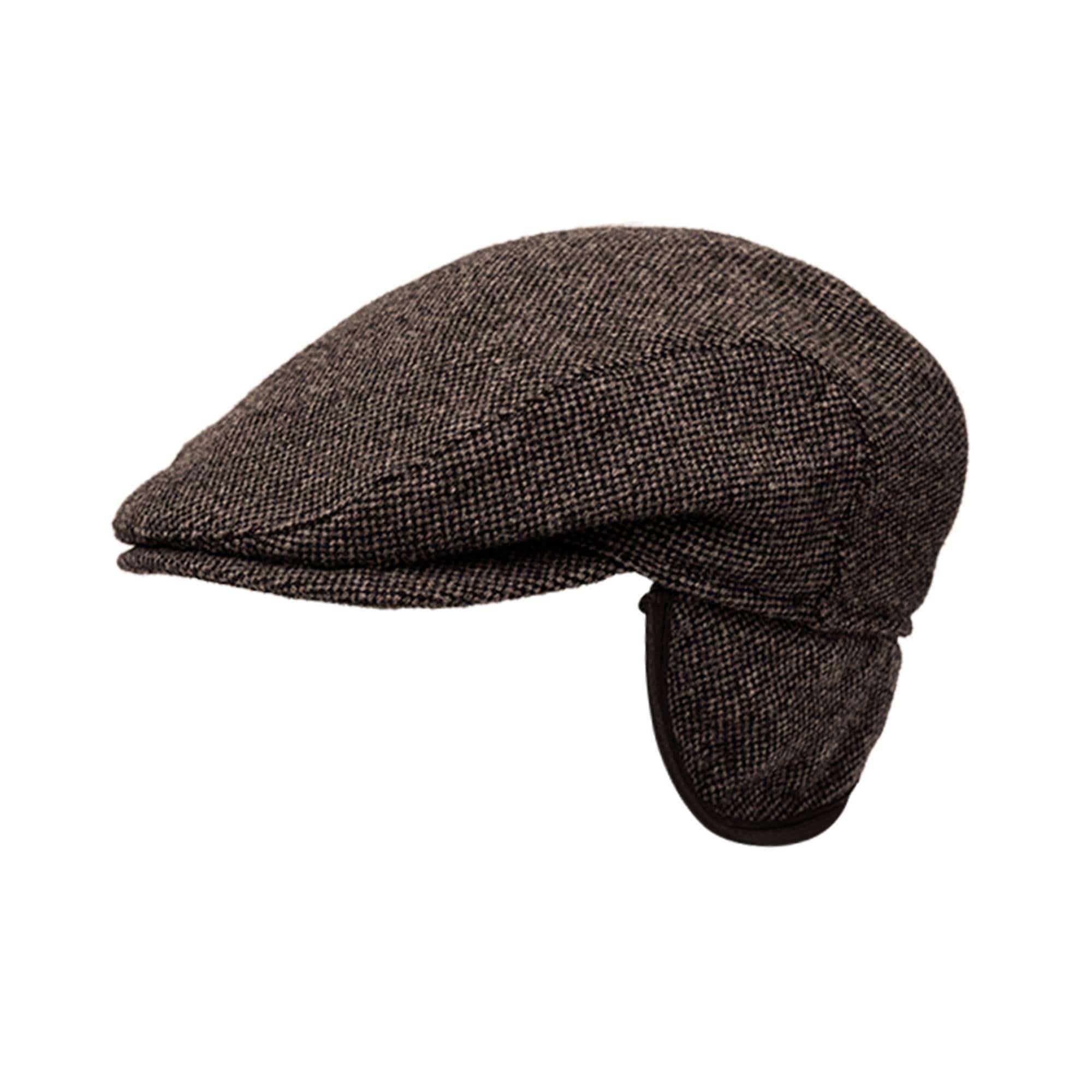 Wigens Men s Shetland Wool Slim Ivy Cap with Ear Flaps 58 Brown