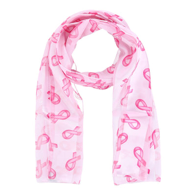 Women's Breast Cancer Ribbon Print Lightweight Scarf